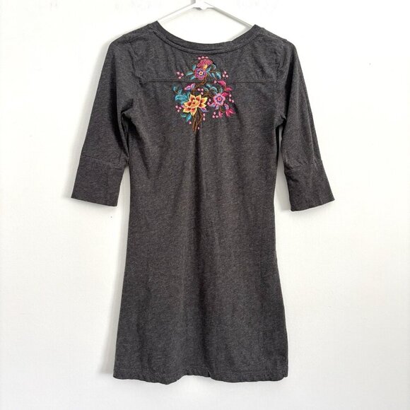 Johnny Was JW Los Angeles Gray Floral Embroidered 3/4 Sleeve Dress Women’s XS - Picture 7 of 8
